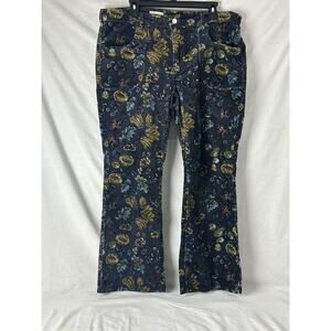 Anthropologie Pilcro 33 The Icon Flare Low-rise Corduroy Jeans Black Floral NWT